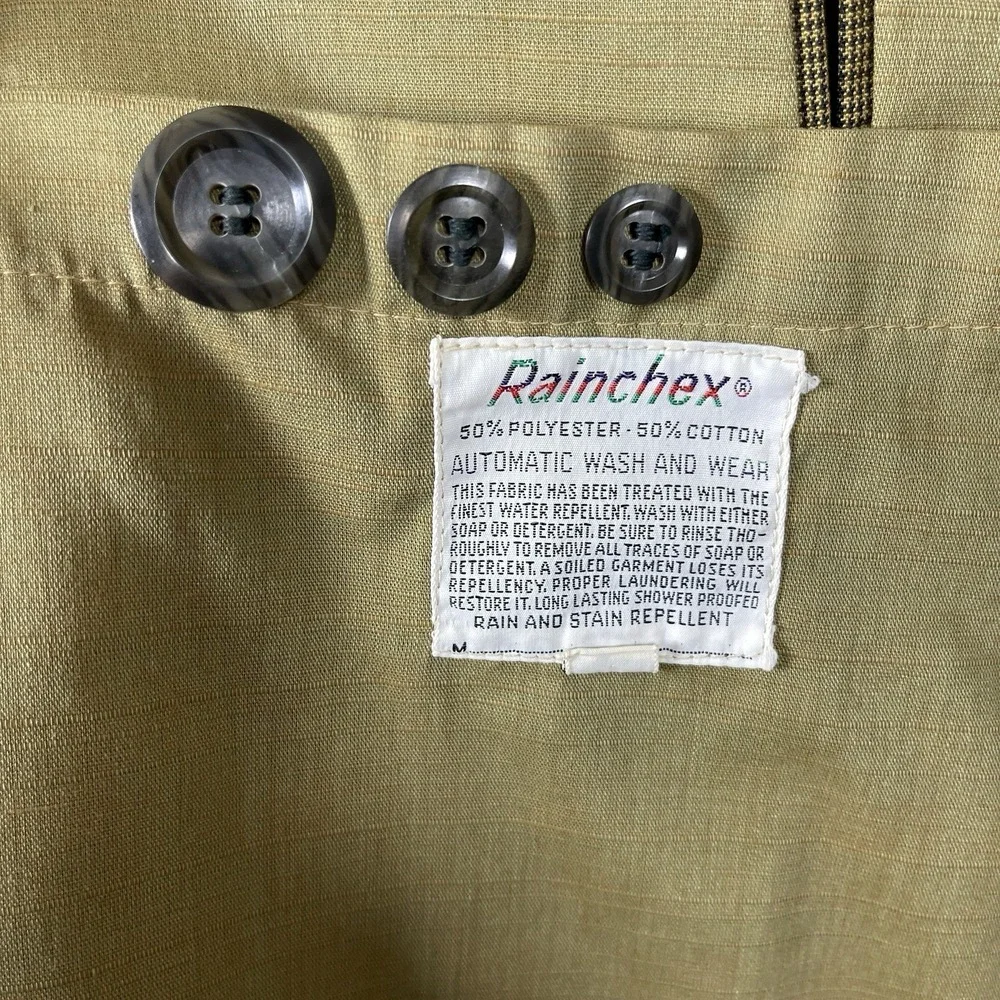 Gleneagles Mens Houndstooth Trench Coat Size 40 Lined Rain Stain Repellent